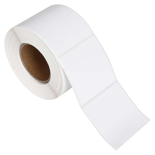 3" x 3" White Square Thermal Label Stickers - Self-Adhesive Square Direct Thermal Sticker Labels 500 Labels/ 1 Roll