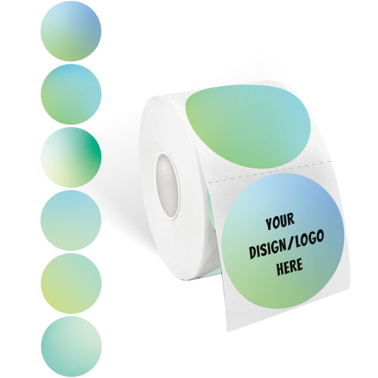 2 Inch Green Round Thermal Stickers - Multi-Purpose Direct Thermal Labels for DIY Logo Design, QR Code, Name Tags (600 Labels, 1 Roll) 2 inch
