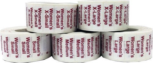 Womens Retail Clothing Size Strip Adhesive Stickers Clear 1.25 x 5 Shirt Labels for Apparel XS, S, M, L, XL