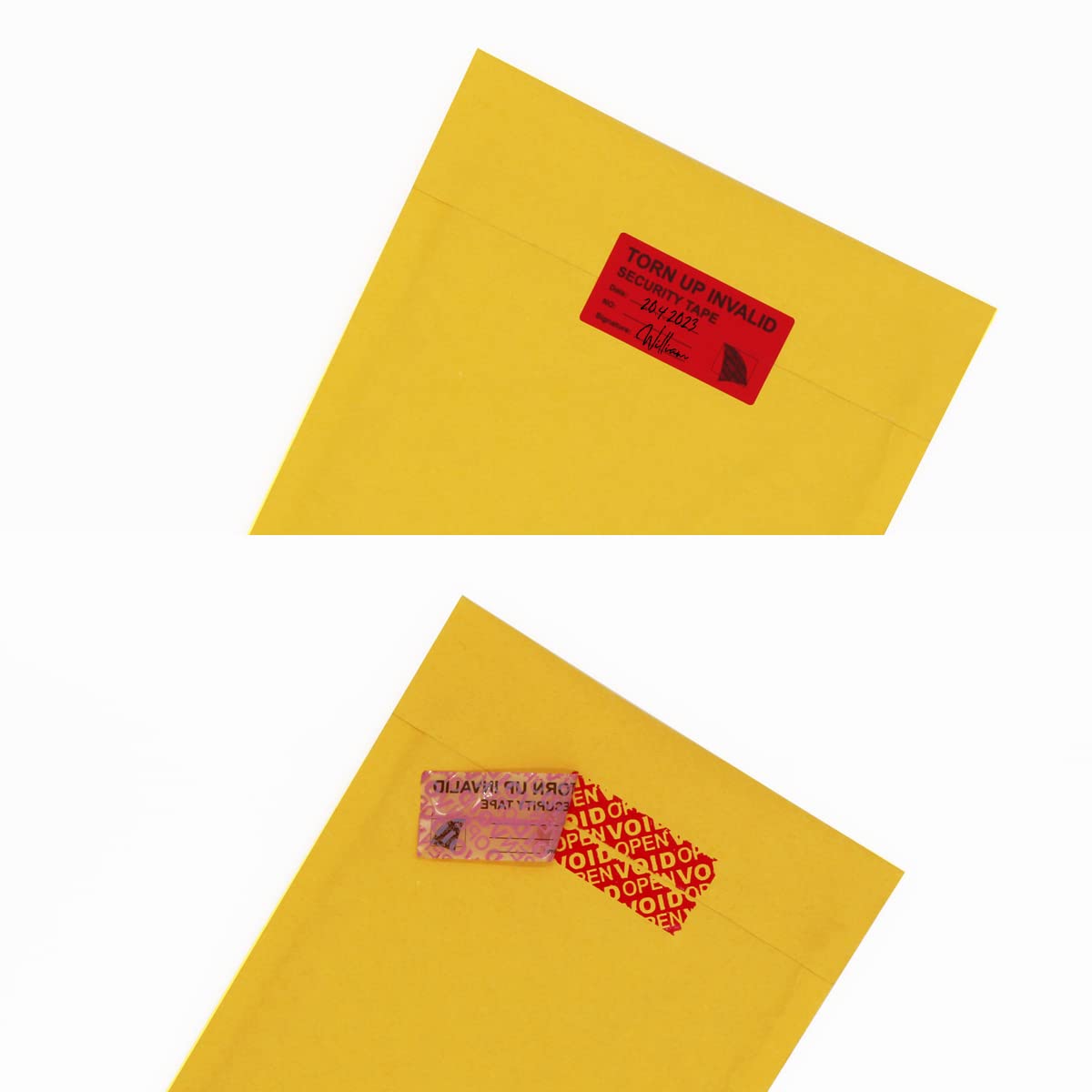 Solitary Walker 100Pcs Tamper Evident Security Labels 1x2 inch Red Complete Transfer Tamper Proof Stickers Safety Torn up Invalid Seals Tape 1 x 2 inch