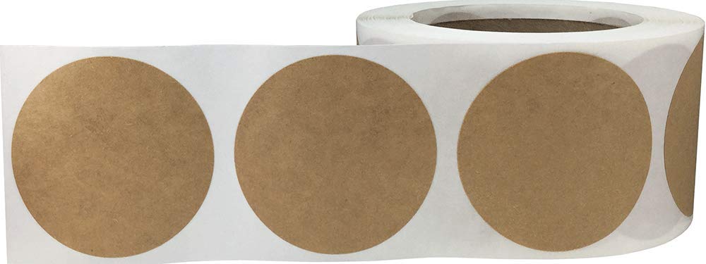 Brown Natural Kraft Color Coding Labels for Organizing Inventory 2.5 Inch Round Circle Dots 500 Total Adhesive Stickers On A Roll