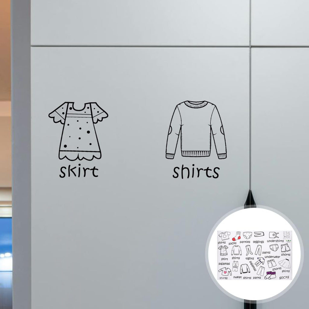 Veemoon Dresser Clothing Labels, Baby Drawer Clothing Sort Labels Removable Clothes Classification Sticker Peel and Stick Clothes Organizer Sticker for Kids Room Wardrobe Closet Drawer (40 × 60cm)