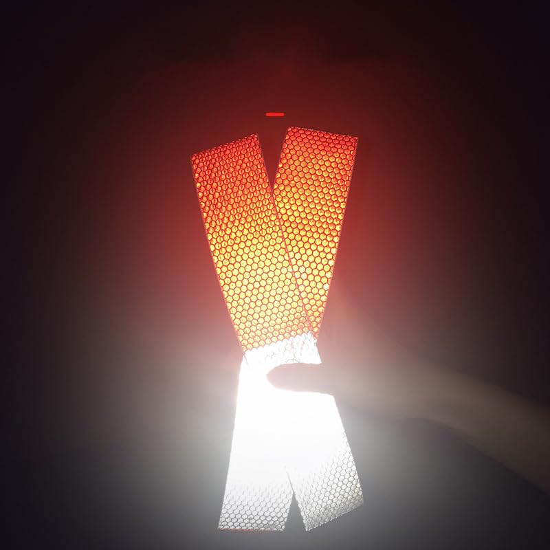 Red/White Reflective Tape 10 Pack, 2" x 12", Waterproof Self-Adhesive Safety Caution Warning Tape for Cars, Trucks, Trailers, Boats & Road Signs, Trailer Reflector Red/White 10pcs