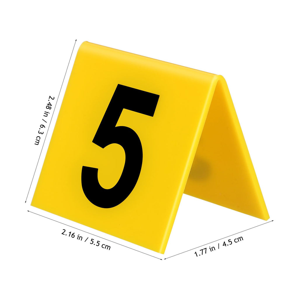 SEWACC 15 Pcs Acrylic Table Number Cards, Sturdy Plastic Yellow Restaurant Place Cards with Black Numbers 1-15, High Visibility Table Tents for Cafes And Banquets, Seating Markers