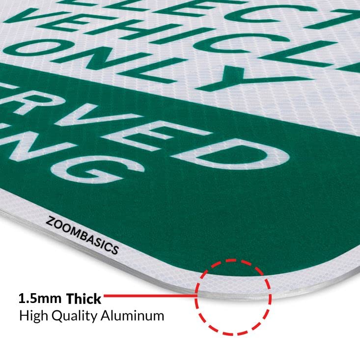 1 PACK - EV Parking Sign Electric Vehicle Reserved 12" x 18" 3M Authorized Engineer Grade EG EGP Quality Reflective Durable Laminated Aluminum