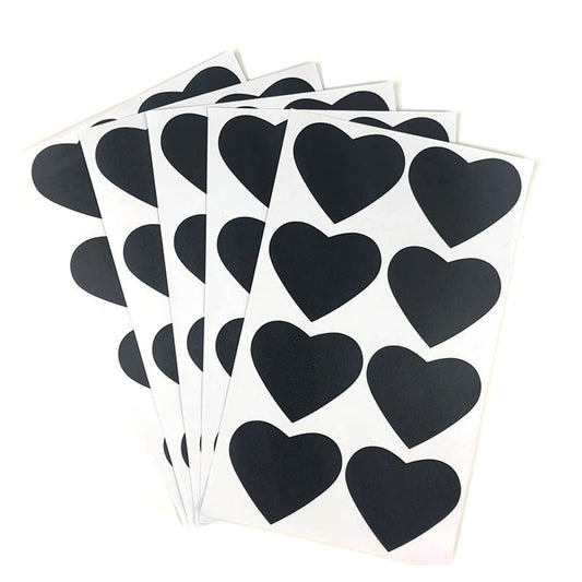 10 Sheets Heart Shaped Chalkboard Labels Erasable Black Sticker for Bottles Jars Kitchen Home Party Decoration