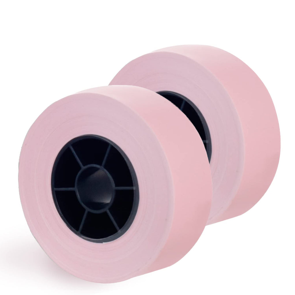 Label Maker Tape, Pink Continuous Paper Label Printer Tape Roll Waterproof Self-Adhesive Labels Tape Refills for HP1 Label Maker DIY Labeling Tape Replacement Labels 0.42 inch x 21' (2PCS)