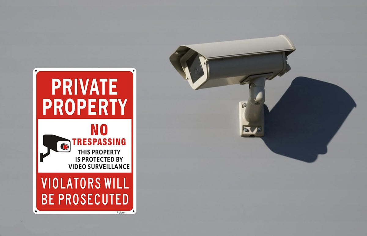 (2 Pack) Large No Trespassing Signs Private Property, Violators Will Be Prosecuted,14"x10".04" Aluminum Reflective Metal Sign,Weather Resistant, Waterproof, Durable Ink, Easy to Mount Red