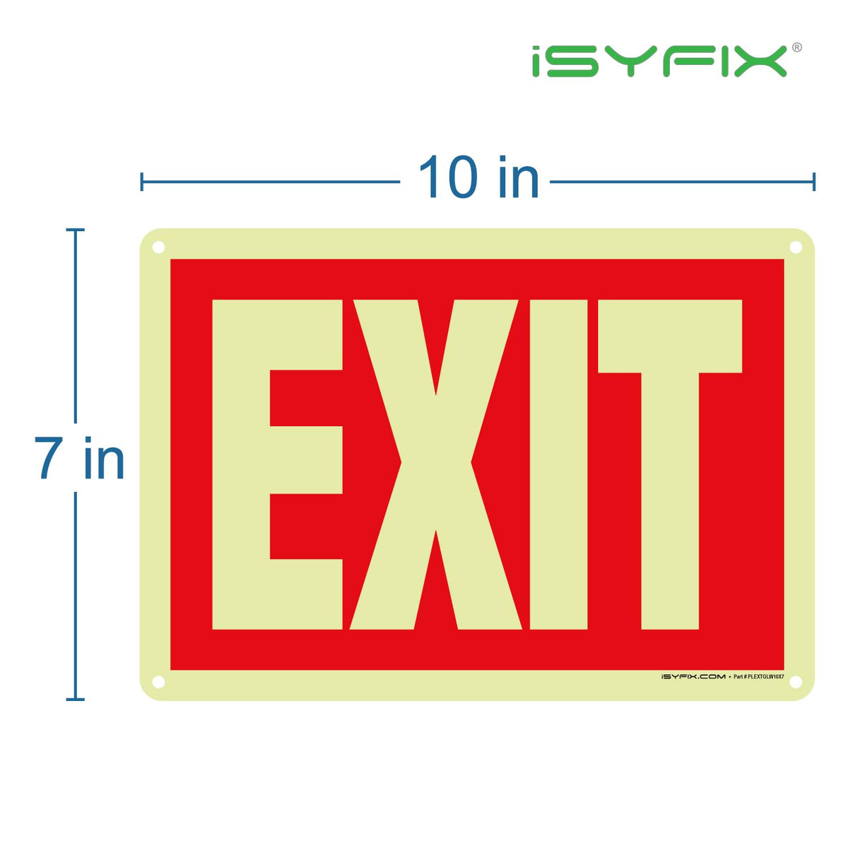iSYFIX Exit Glow in the Dark Sign, 10x7 Inch, 12 Pack 12 Pk 10x7 Plastic