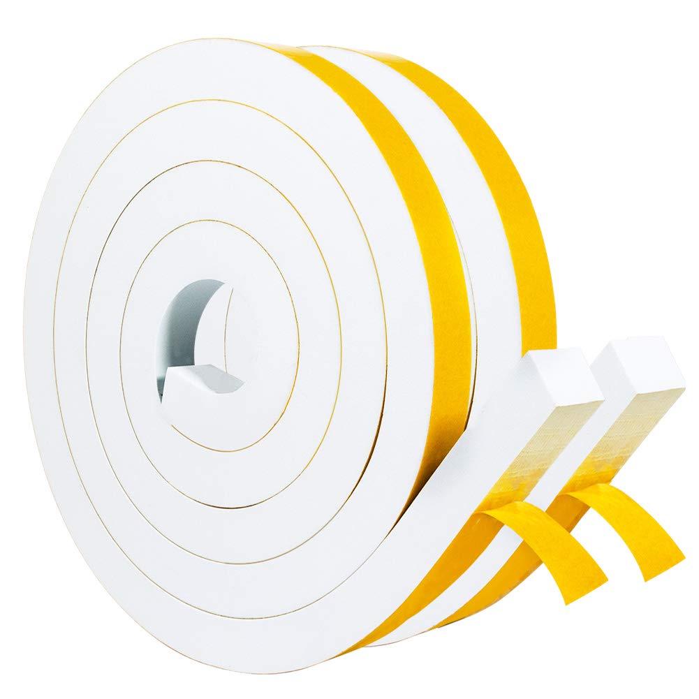 Yotache White High Density Foam Tape 1" x3/4" for Windows Air Conditioner Insulation Seal, Weatherstrip, AntiVibration, Shockproof Protection, Total 13 Ft (2 X 6.5 Ft Each) 1"x3/4"x13 FT