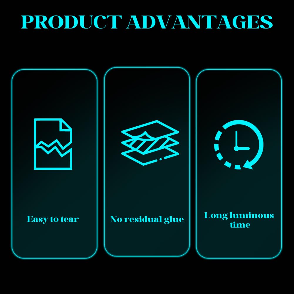 32.8 Feet x 0.6 Inch Fluorescent Waterproof Tape Reflective Tape Strips Glow in The Dark PET Duct Bright Adhesive Luminous Safety Strips Roll for Night Stairs Floor Walls Exit Sign Decor