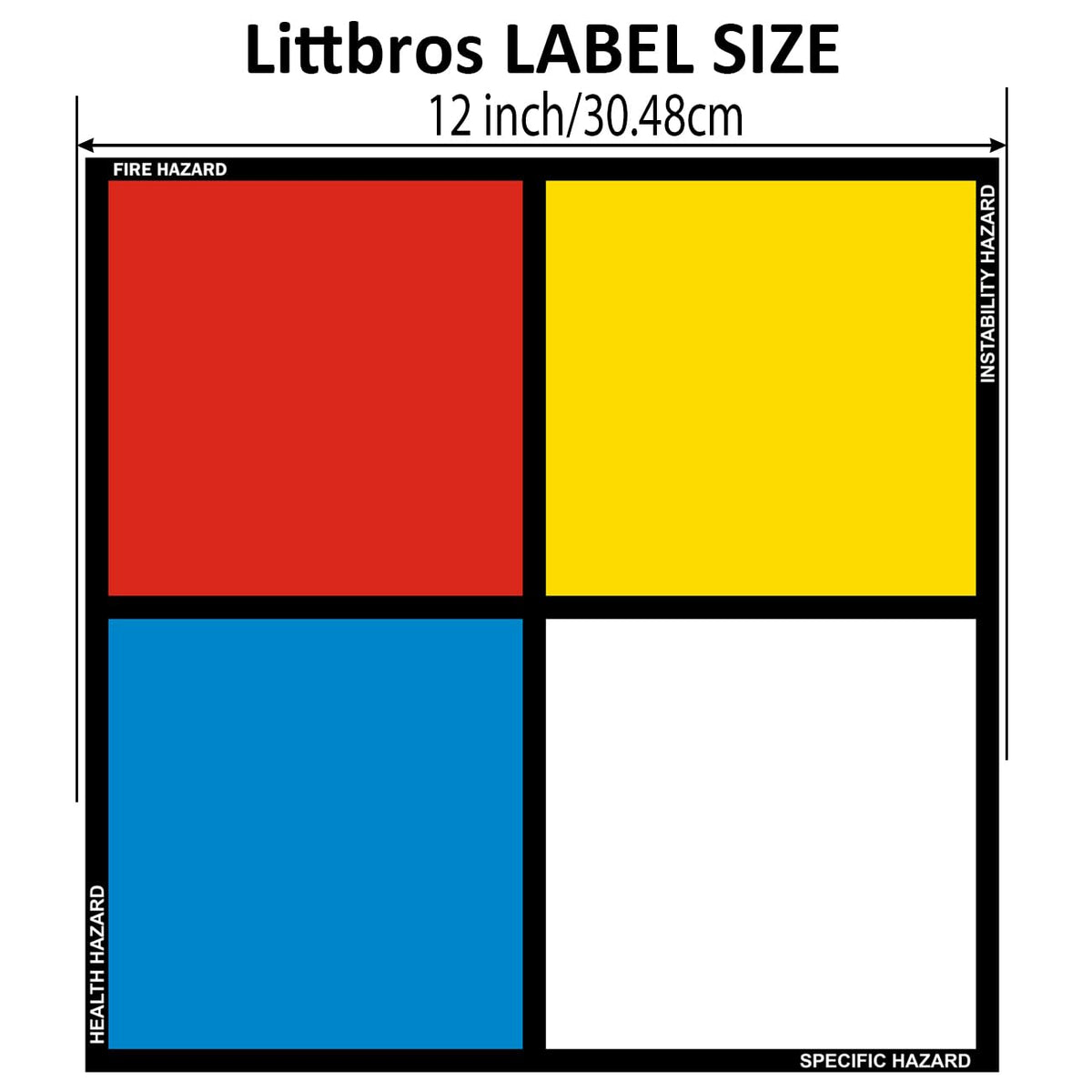 5-Pack 12" x 12" inch NFPA 704 Diamond 1-4-0 Laminated Vinyl Label Decal, Industrial Safety Chemical Sign with Permanent Adhesive Hazard Warning Sticker 12 x 12