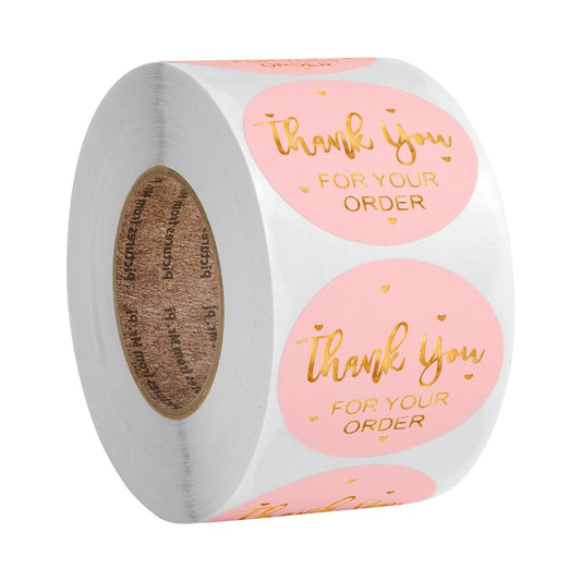 Thank You Stickers Small Business - 500Pcs 1inch Shipping Supplies, Elegant Labels for Supporting My Business Supplies Packing, Business, and Gifts Pink