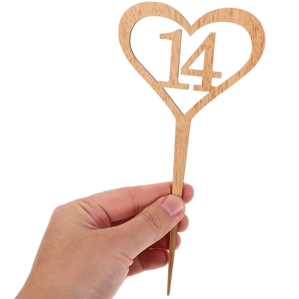 TENDYCOCO Wedding Table Numbers 1-20 Heart Shape Wooden Stick Sign Cards for Reception Seating Flower Arrangement Centerpiece DIY Crafts Party Table Number Sticks