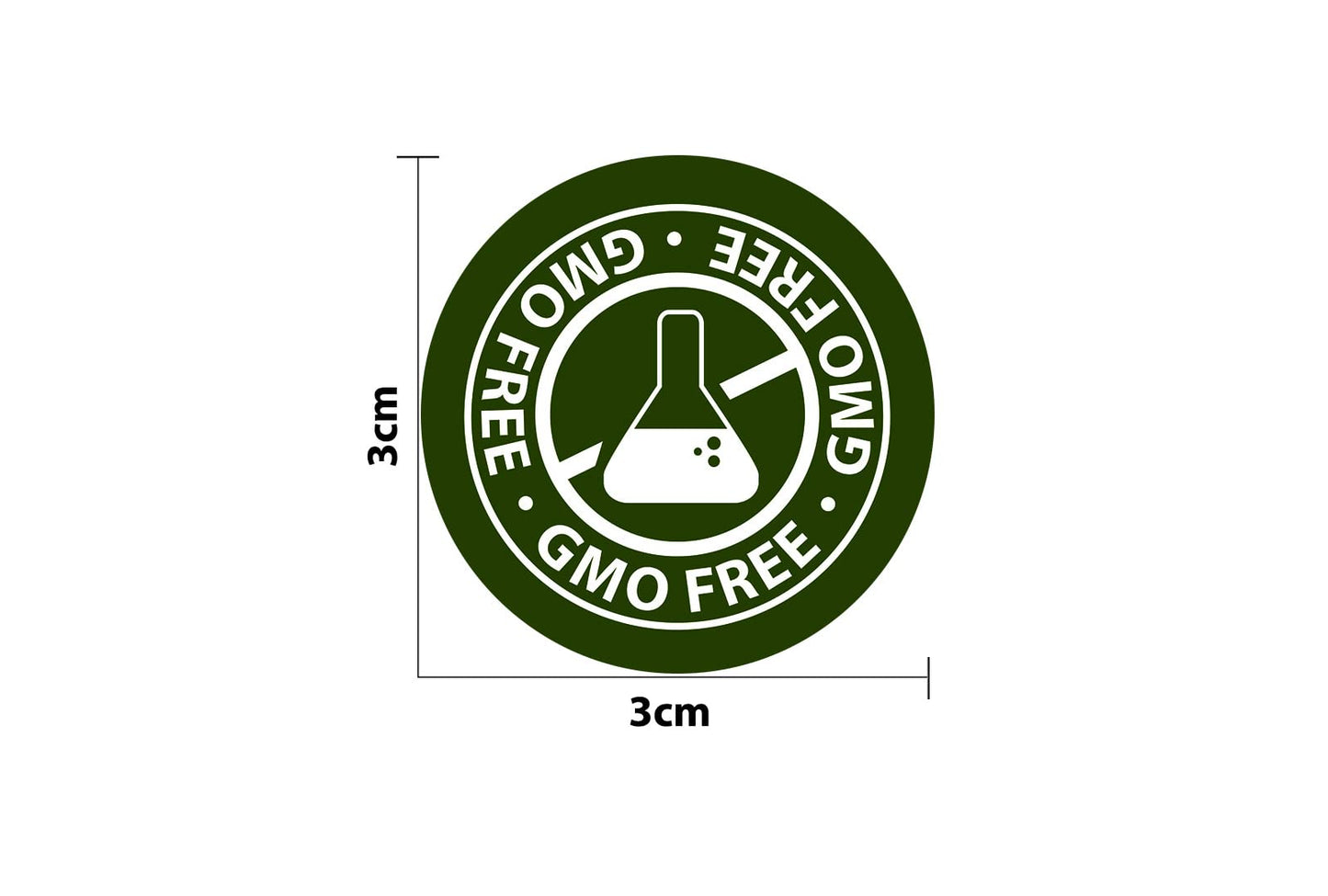 GMO Free, Non-GMO Food Rotation Labels 3 cm Circle Dots 250 Adhesive Stickers