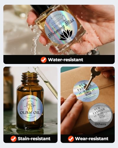 2" Circle Holographic Thermal Label Stickers+White Label Holder