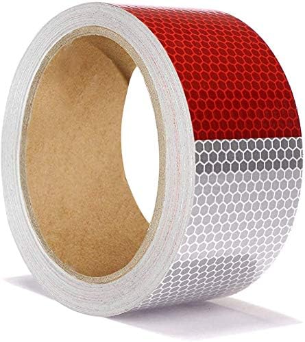 ONTWIE 30ft X 2" Reflective Safety Tape Honeycomb Red/White for Trailers 2 Inch - Reflector Conspicuity Caution Warning Sticker High Intensity Waterproof