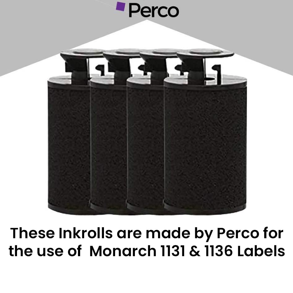 Perco White Pricing Labels for Monarch 1131 Price Gun - 1 Sleeve, 20,000 Blank Marking Labels Bundle with Monarch Ink Roll for Monarch 1131 & 1136 Price Labelers (Pack of 4)