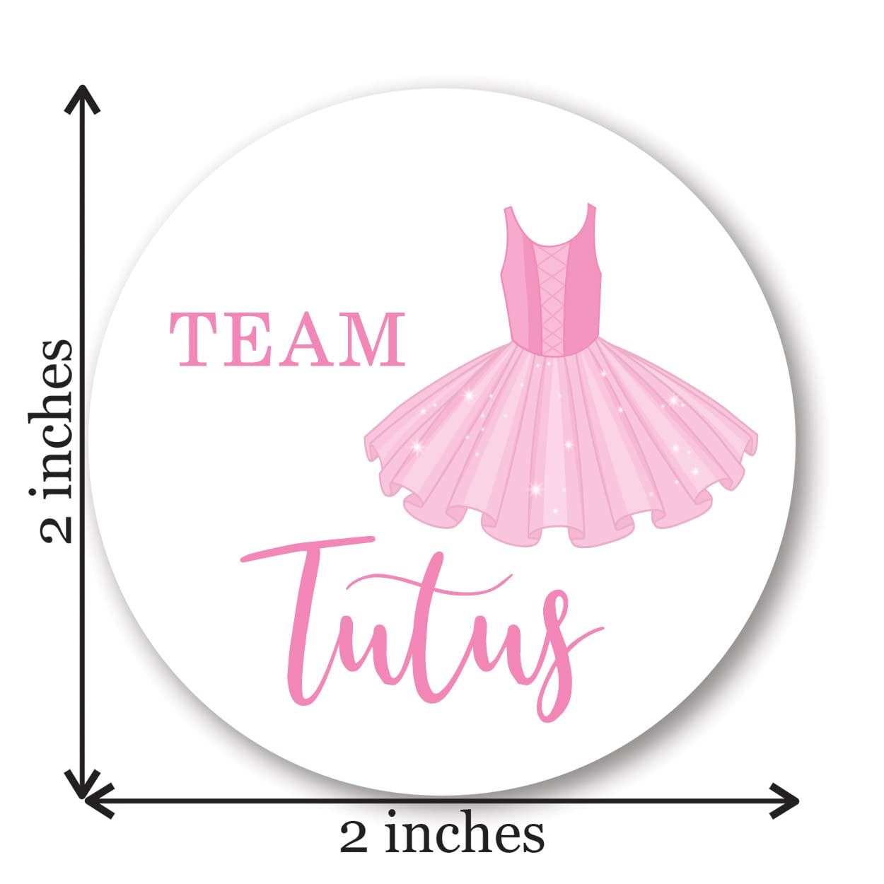 2" Round Touchdown or Tutus Gender Reveal Stickers - 40 Labels (20 of Each Design)