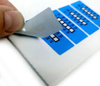 Blue high temperature measurement sticker showing temperature range from 129°F to 230°F, designed as a temperature indicator.
