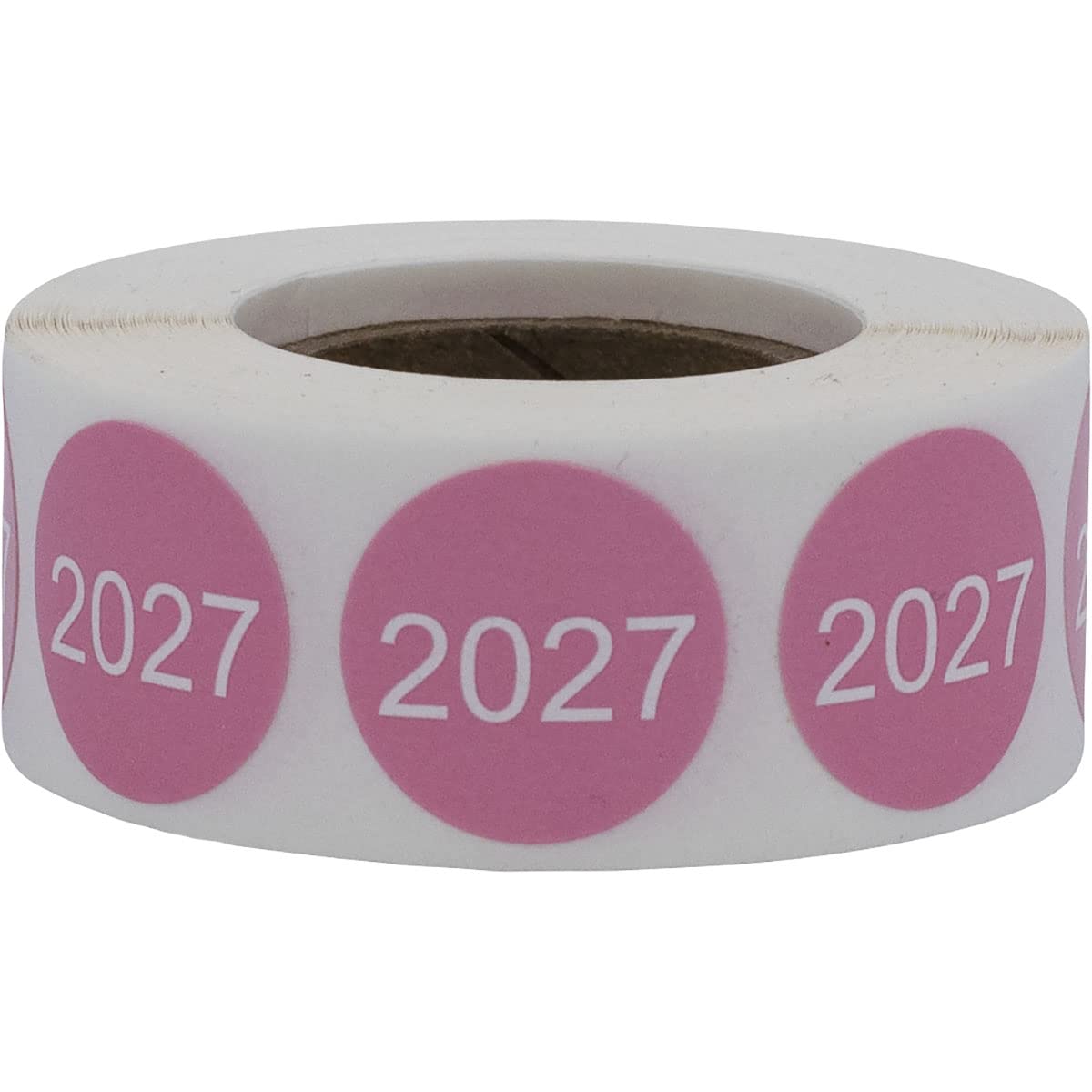 InStockLabels 2027 Year Stickers (Pink) - 0.75", 500 Round Stickers Per Roll – Round Labels for File Folders, Sticker Labels for End of Year Organization, Circle Stickers for Office & Home Use Pink