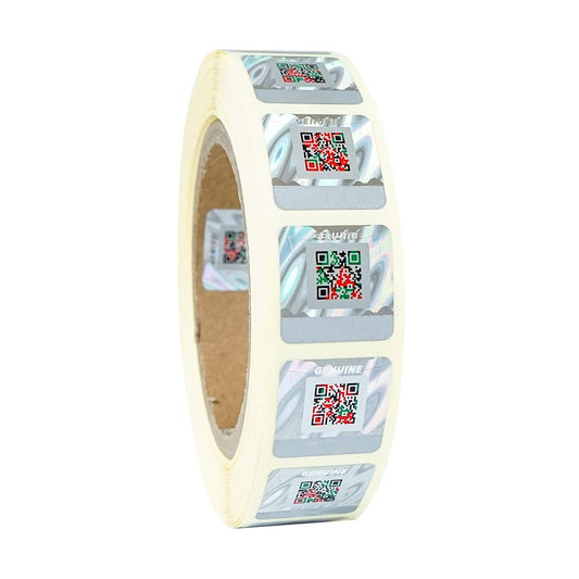 1000pcs Genuine QR Code Stickers with Authenticity Query, 25 * 25mm Original 3D Anti-counterfeiting Label for Brand Protection Hologram Scratch Off Stickers Silver