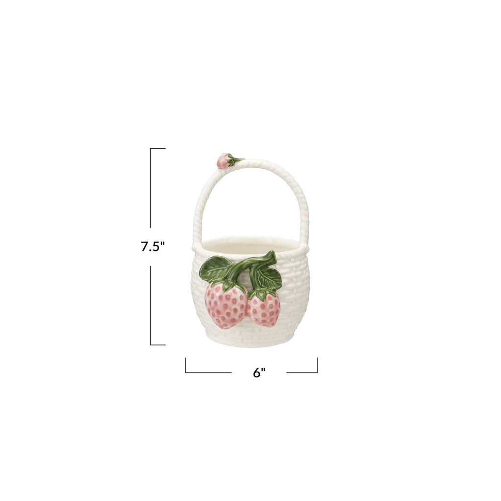 Creative Co-Op Stoneware Strawberry Basket Container