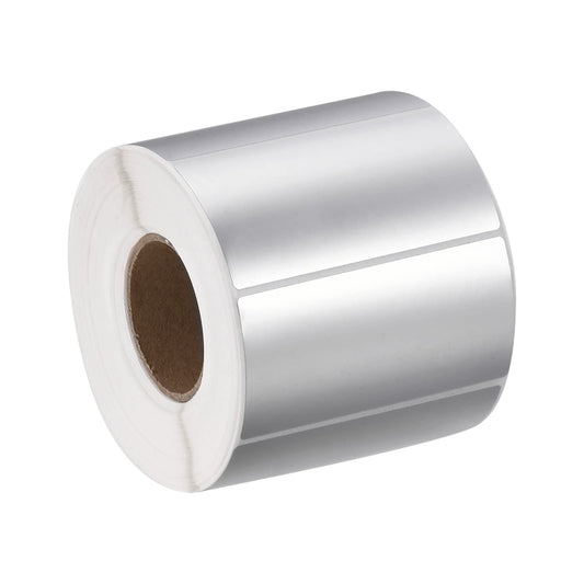 MECCANIXITY Direct Rectangle Label Sticker Metallic Silver 2.76x1.57 Inch in 1 Row for Packaging, Craft Projects 1000 Labels 1 Roll 70x40mm