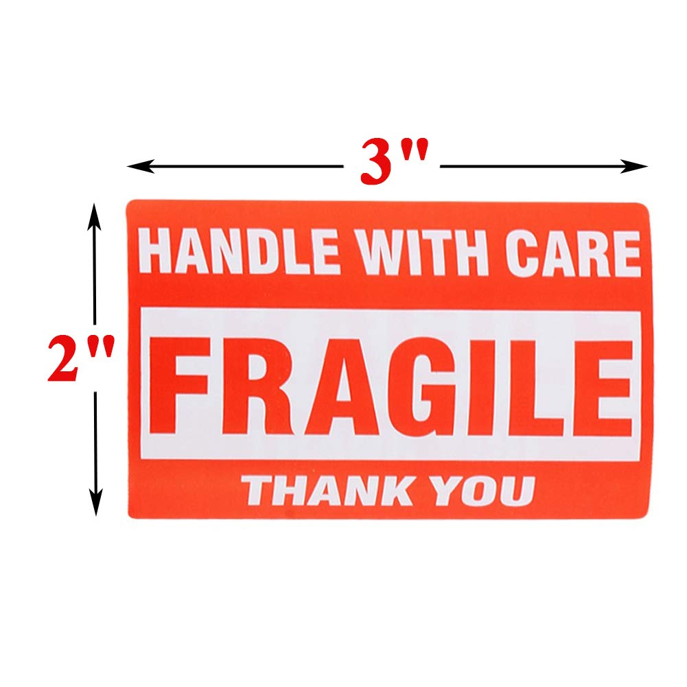 9527 Product 2'' x 3'' Fragile Stickers with Care Warning - Shipping Labels Stickers,500 Labels/Roll (2 Rolls) 2 Rolls