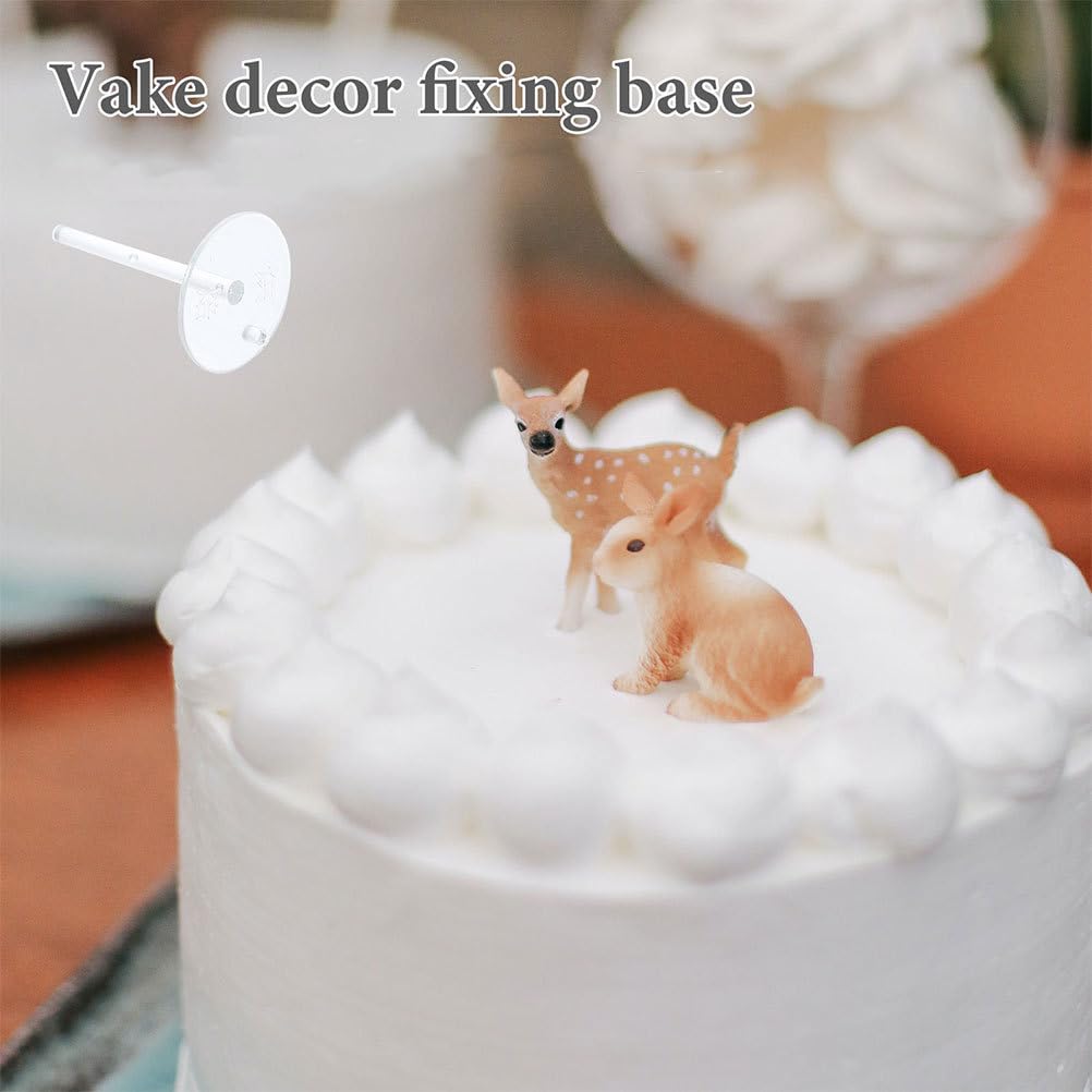 Toyvian 200pcs Clear Cake Topper Stand Base Cake Topper Support Stand Insert for Cupcake Fondant Dollhouse Table Centerpiece Diy Baking Supplies Easy Install and Remove