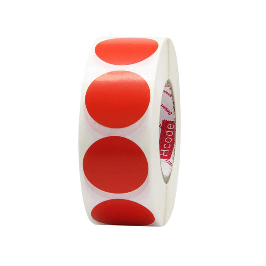 1 Inch Color Coding Labels - 1000 Pieces, Garage Sale & Yard Sale Stickers, Round Permanent Adhesive Dots, Glossy Writable Paper Labels Red