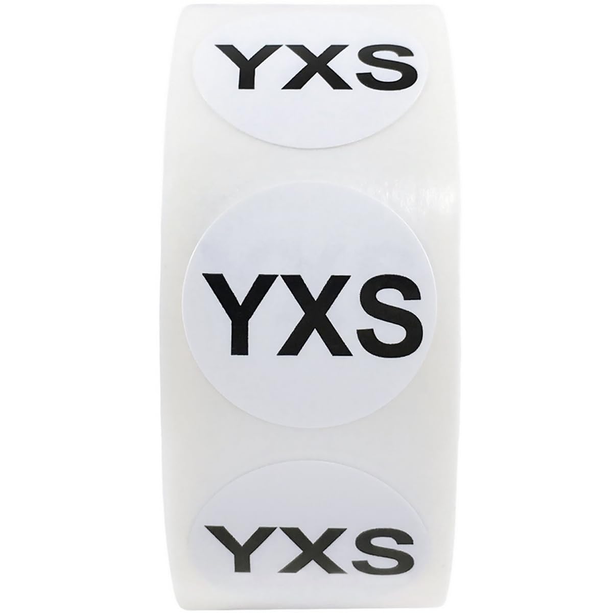 White Circle Youth Extra Small YXS Clothing Size Stickers - 3/4 Inch Round, 500 Adhesive Labels Per Roll for Retail Apparel, Clothing Organization, and Inventory - Made in The USA