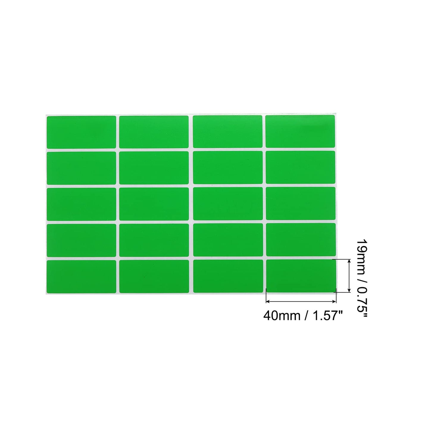 MECCANIXITY Colored Rectangle Stickers, 2000 Labels Color Code Sticker, 1.57x0.75 Inch Self Adhesive Light Green for Folder, Jar, Drawer
