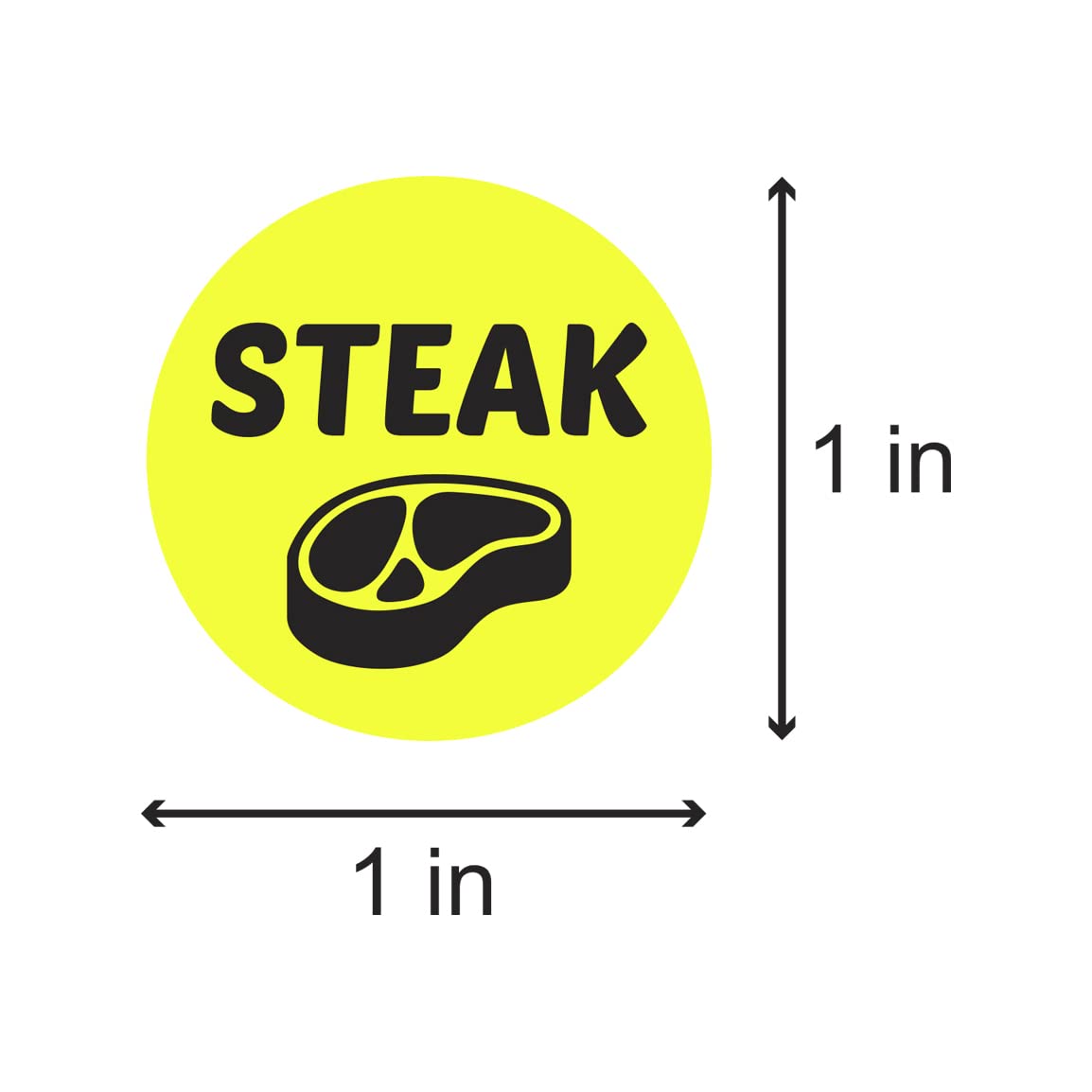 600 Steak Stickers, 1" Round Steak Food Labels Menu Meal Choice Deli Pantry Catering Truck Grocery Store Meat Stickers Package Food Labeling, Yellow - 2 Rolls of 300