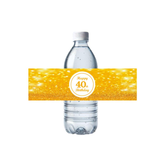 32 Pces Happy 40th Birthday Water Bottle Labels Cheer to 40 Year Old Party Bottle Stickers, Waterproof 40 th Bottle Wrap Around Stickers Forty Birthday Party Decorations, Wraparound Bottle Decor