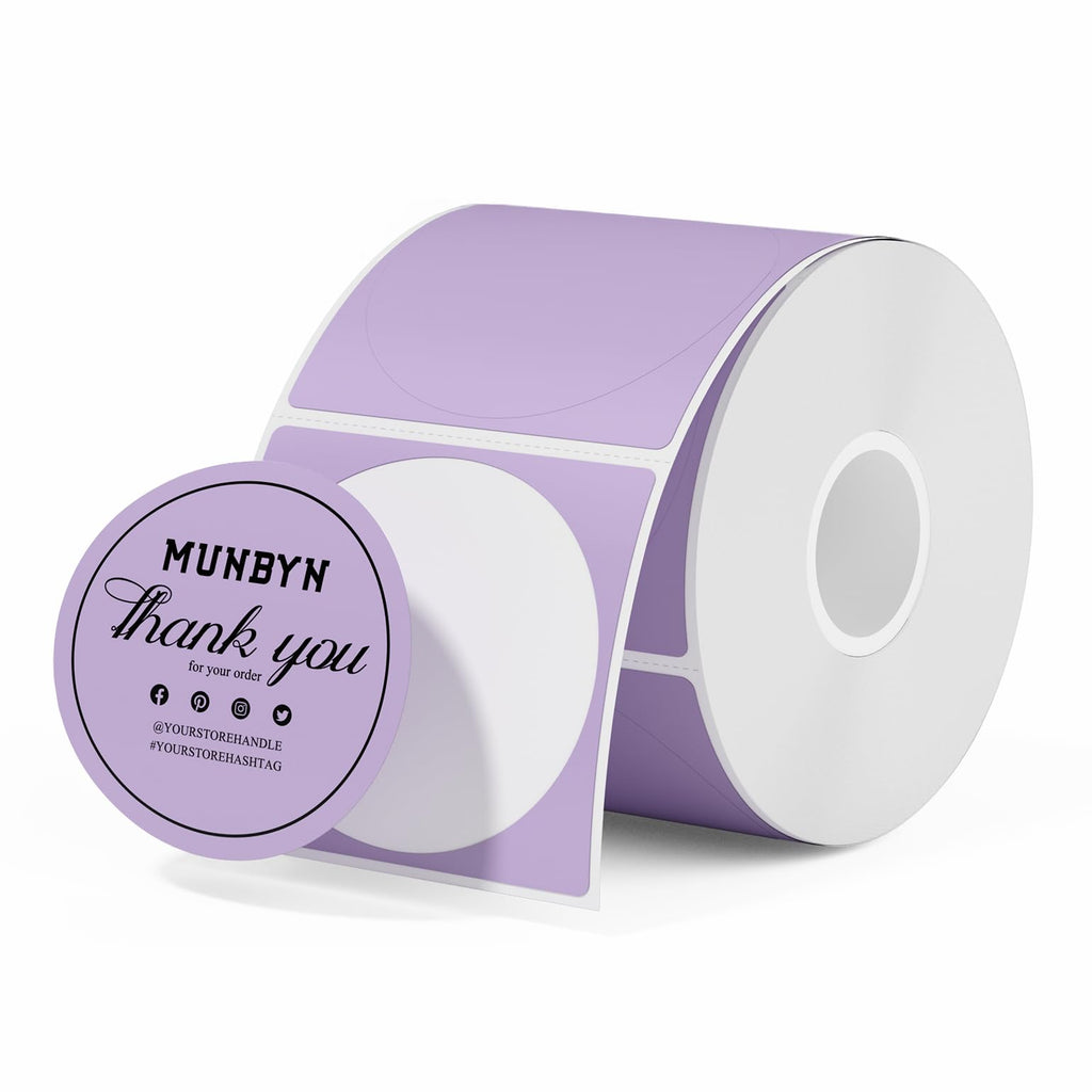 ILH01 Label Holder Purple+2" Purple Circle Thermal Labels 750 Labels/Roll