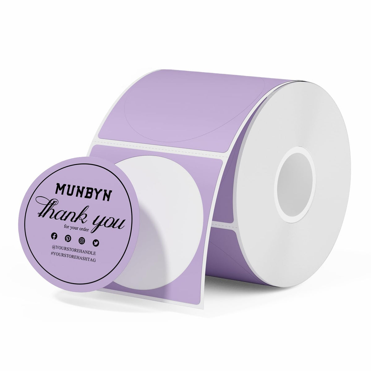 ILH01 Label Holder Purple+2" Purple Circle Thermal Labels 750 Labels/Roll