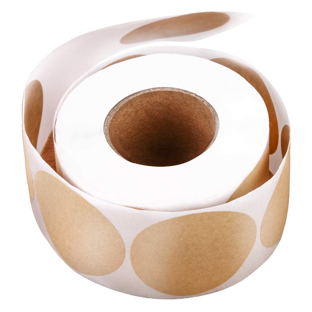 2 Inch Natural Brown Kraft Stickers (500 Per Roll) - Round Blank Stickers (Permanent Adhesive) for Store Owners, Crafts, Organizing, Jar and Canning Labels