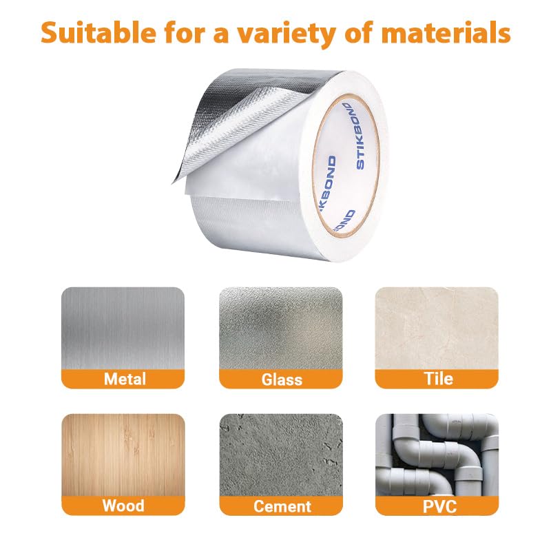 1Roll Self-Adhesive Aluminum Foil Heat Shield Tape 3in x 66ft, Silver Heat ReflectiveTape, Fiberglass High Temp Thermal Insulation Reflective Material 3inch