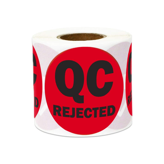 QC Rejected Label Stickers - 2 Inch Round Circle Dot in Vibrant Red Color Coding for Inventory Quality Control Production Line Warehouse Inventory Management Inspection Stickers - 300 Labels per Roll Qc Rejected 1 Roll