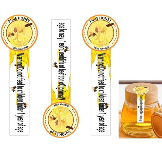 Tamper Proof Honey Stickers Tamper Evident Seals Labels for Honey Jars 1.5×4 Inch Natural Honey Labels(Pack-500)