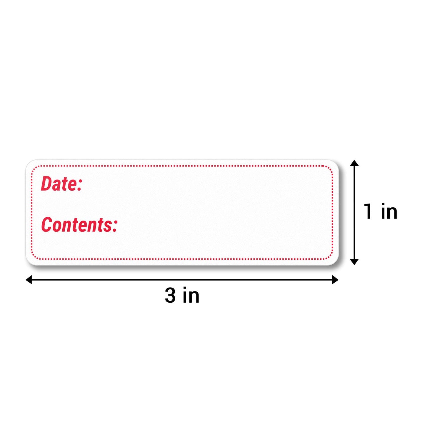 Blank Dating Content Food Labels (3 x 1 inch, White/Red - 300 Labels) Removable Freezer Labels with Self Adhesive for Food Container Stickers, Labeling Freezer Bags - Stock Frozen Meat at-Home Red