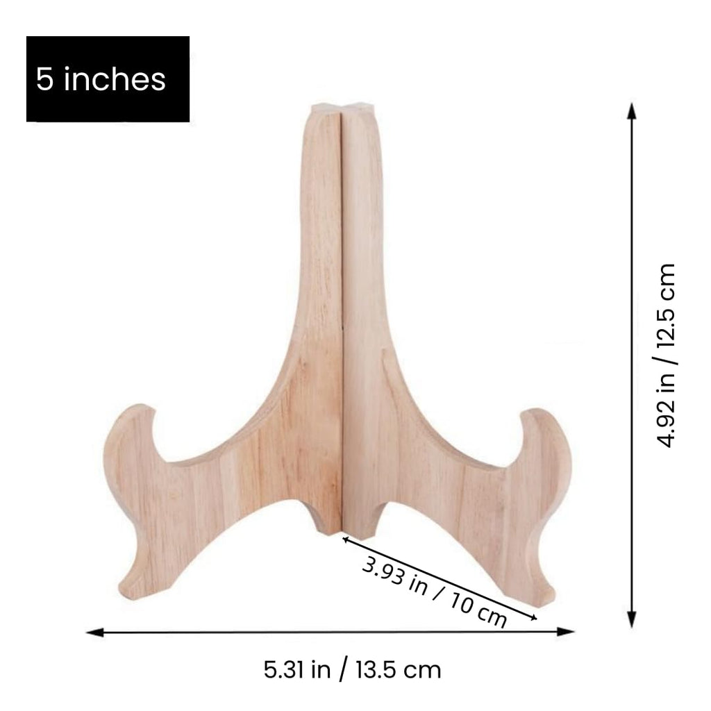 RTeng 2 Pack Wooden Display Stand for Sculptures | Plate and Stone Holder | Decorative Support Rack – Stylish Wooden Stands for Display, Plate Stands, Picture Frame Stand (5”, 6”, 7”) (5 Inch) 5 Inch