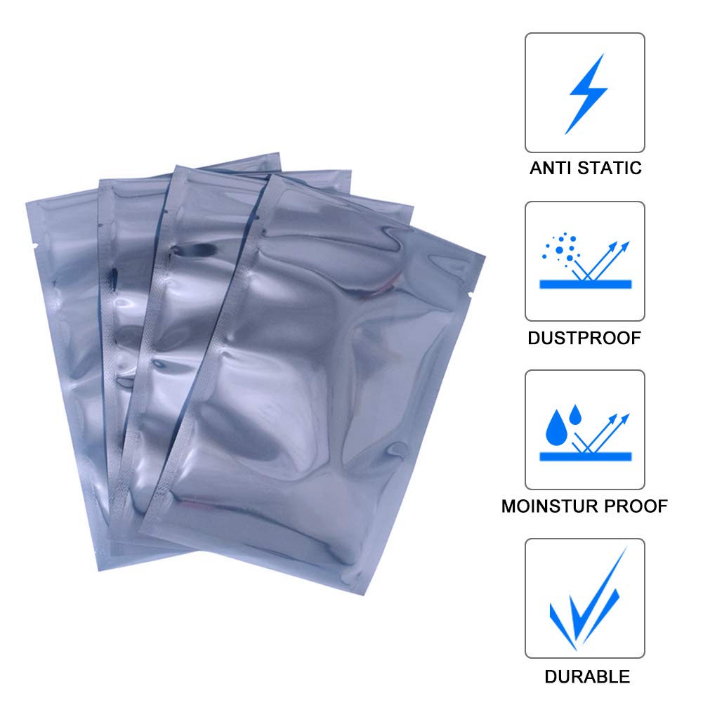 Set of 10 large Terokota anti-static open top bags for electronics, measuring 15.75x19.69 inches with static-free stickers included.