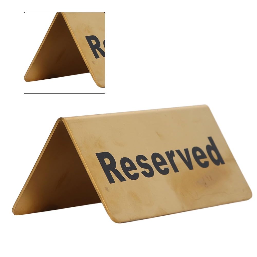 Stainless Steel Tabletop Sign Double Sided – Gold Tent Table Top Sign for Weddings, Restaurant, Cafe, Hotel, 4.7 x 2.1 Inch(Reserved) Reserved