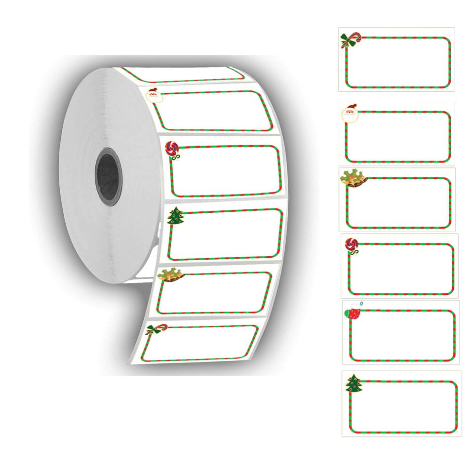 Christmas Themed Direct Thermal Labels Color Coding Dot Labels for Thermal Label Printer for Seal Decal,Handmade Goods,Greeting Card(500 Pieces) (2.25×1.25)