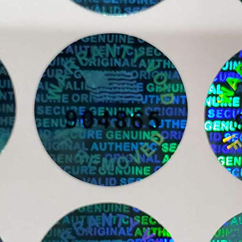 Blue Color 14 MM (0.53 inch) Round with Serial Number Hologram Labels Tamper Evident Stickers Security Void Seals Labels - Dealimax Brand (1000) 1000