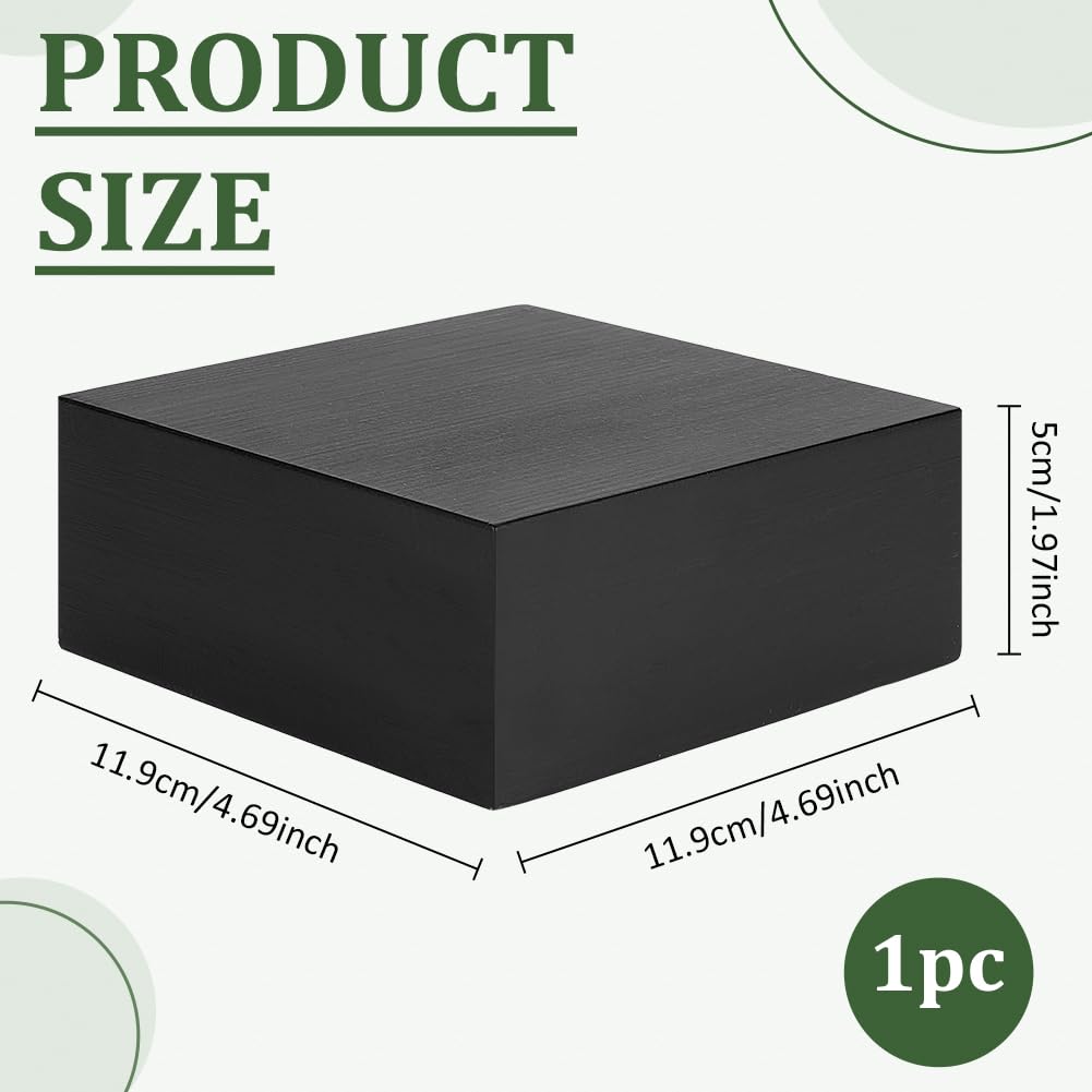 PH PandaHall Pine Wood Display Stand Black Minimalism Jewelry Display Stand Pedestals, Square Risers for Necklace Bracelet Ring Perfume Art Display Sculptures and Miniatures, 4.7x4.7x1.96 inch