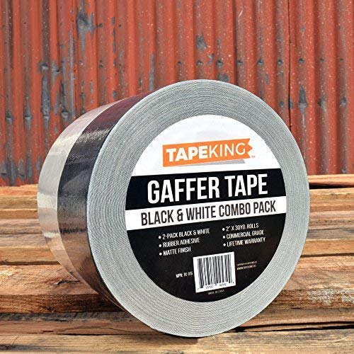 Tape King Gaffers Tape (Black & White) | 2 Inch Wide x 30 Yards Per Roll (180 Ft) Pro Gaff Tape | Durable Cloth Matte Black Tape with Strong Rubber Adhesive for Events, Cables, and Decorations (2 Pcs) 2-Roll Black & White - 2” Wide
