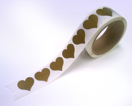 (1-1/4 Heart Shape Gold - 500) Scratch Off Labels Stickers, Designed to Create Your own Scratch-Off Cards, Raffles, Promotions, Wedding, Fun, Games etc. 1-1/4 Heart - Gold